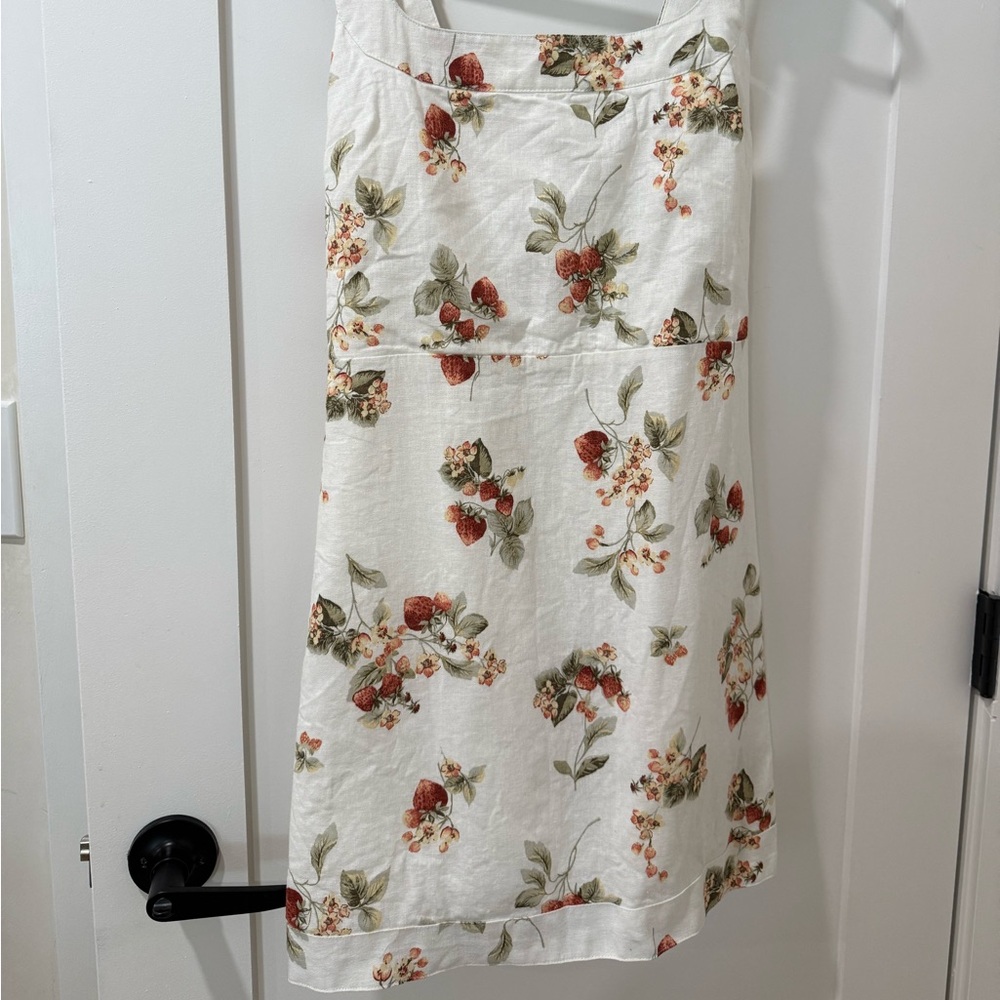 Abercrombie & Fitch Cream Midi Dress with Red Strawberry Floral Print